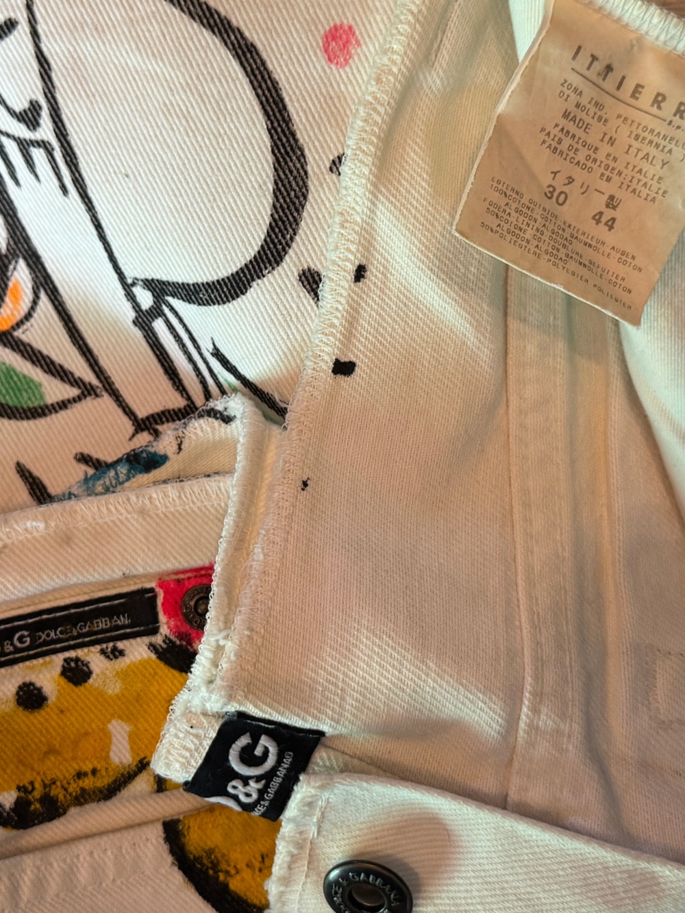 D&G Multicolor Graffiti Floral Flag Jeans - Picture 3 of 3